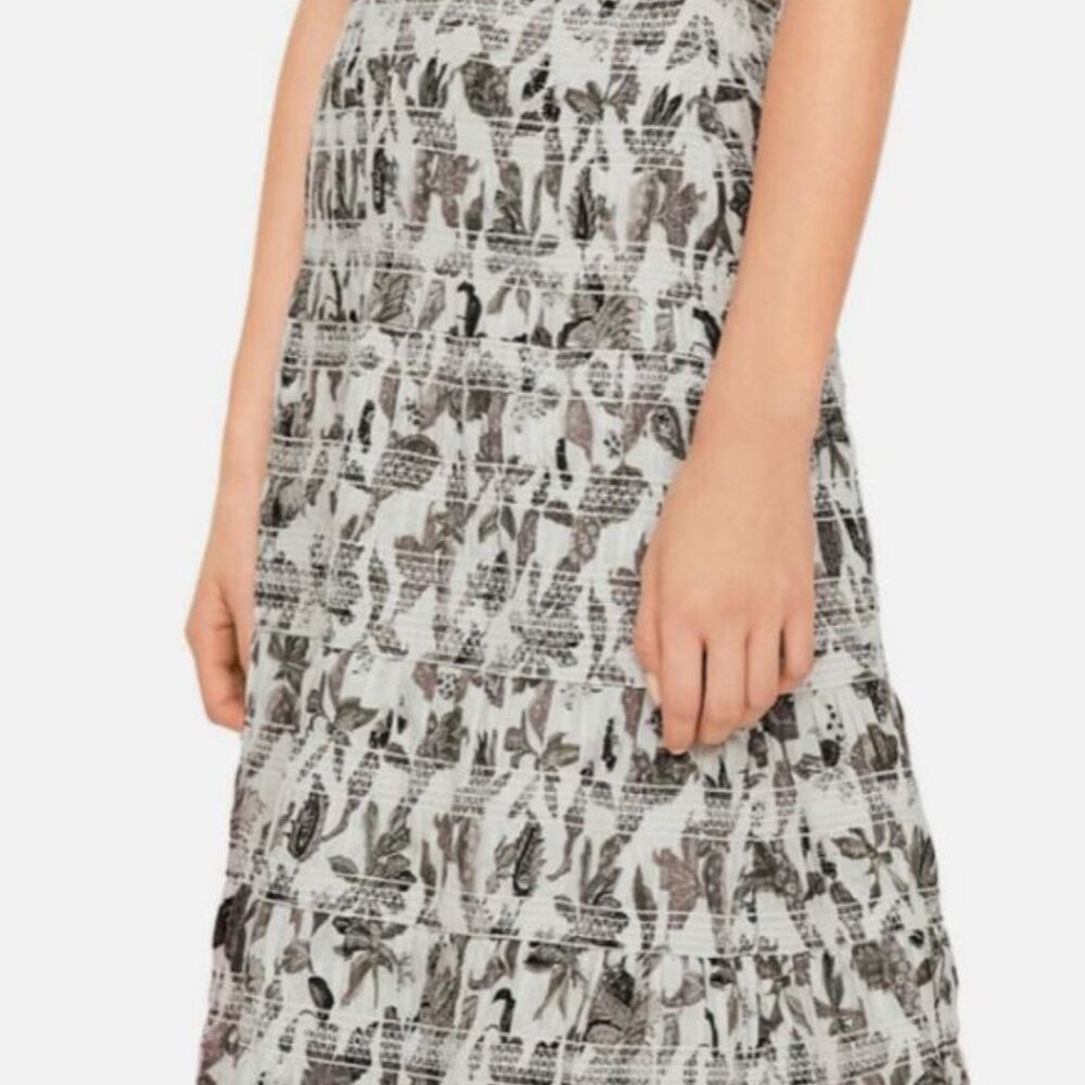 Tory Burch Cottagecore Wisteria Smocked Cotton A-Line Skirt